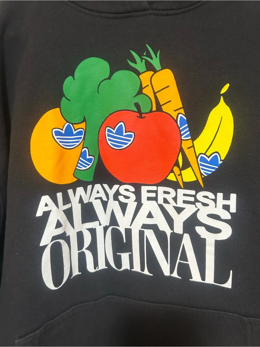 adidas “Always Fresh, Always Original” Hoodie with Colorful Fruit Graphic